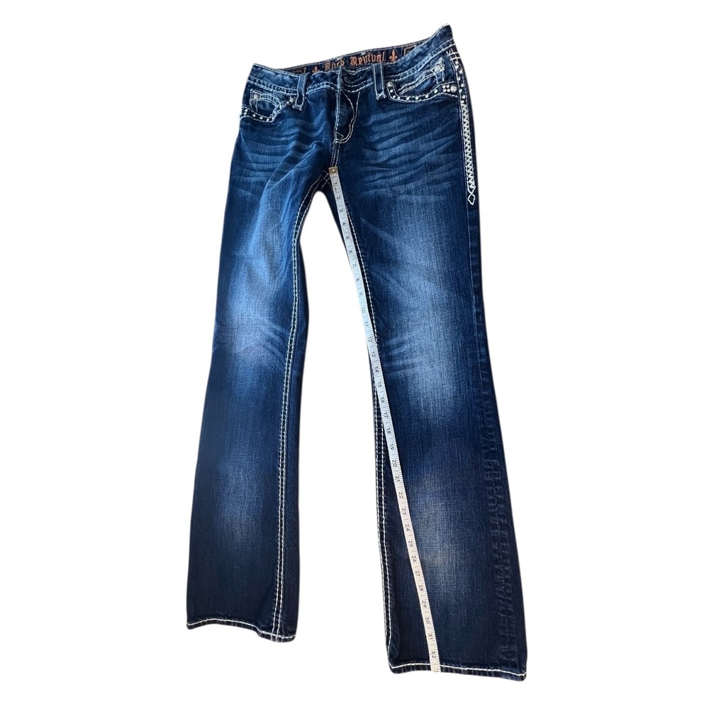 Rock Revival Bootcut Jeans Women's 29 Thick Stitch Bling Western Rodeo Denim - Picture 9 of 16